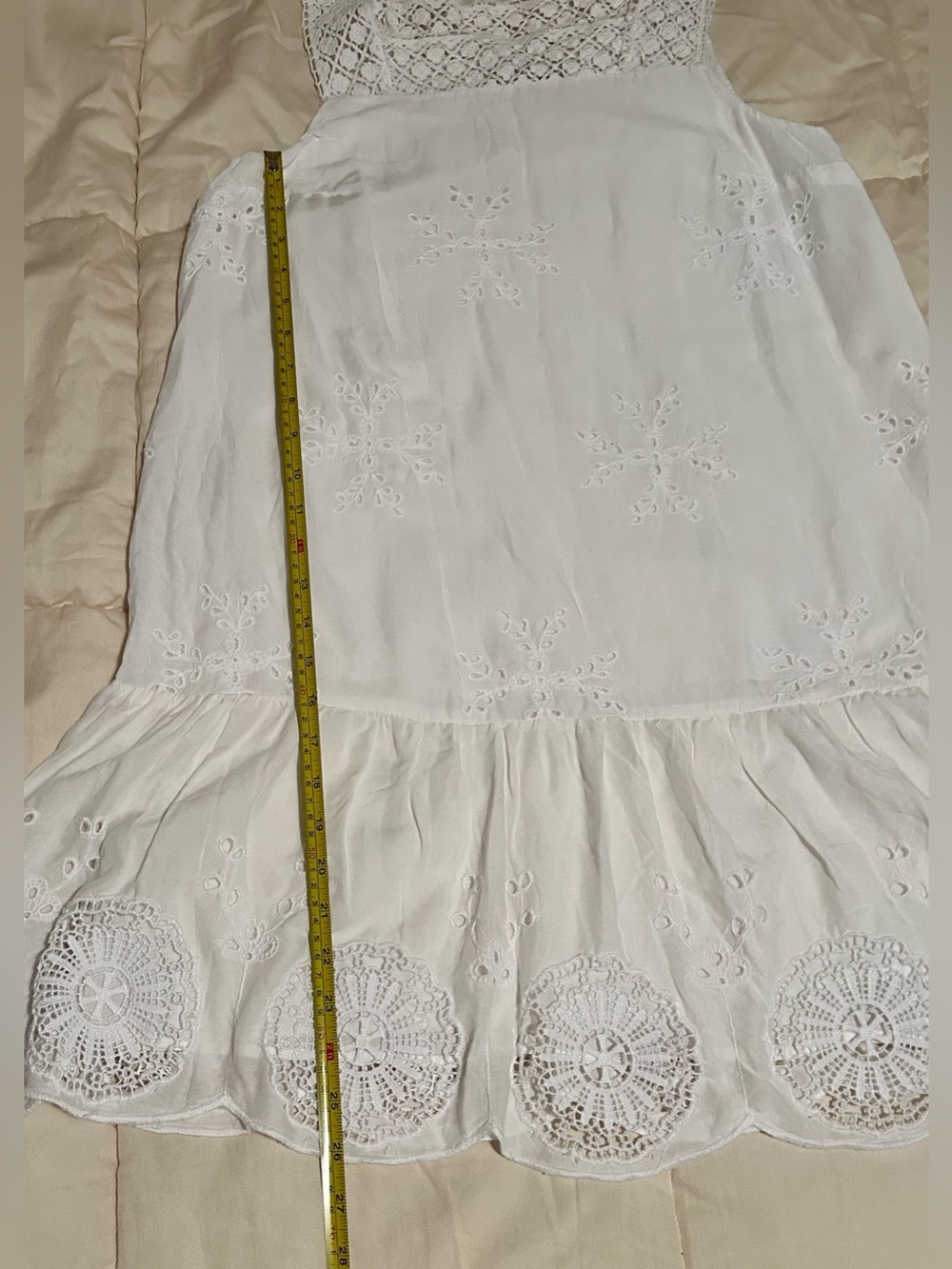 LOFT White Eyelet Midi Dress with Crochet Straps - Picture 7 of 12
